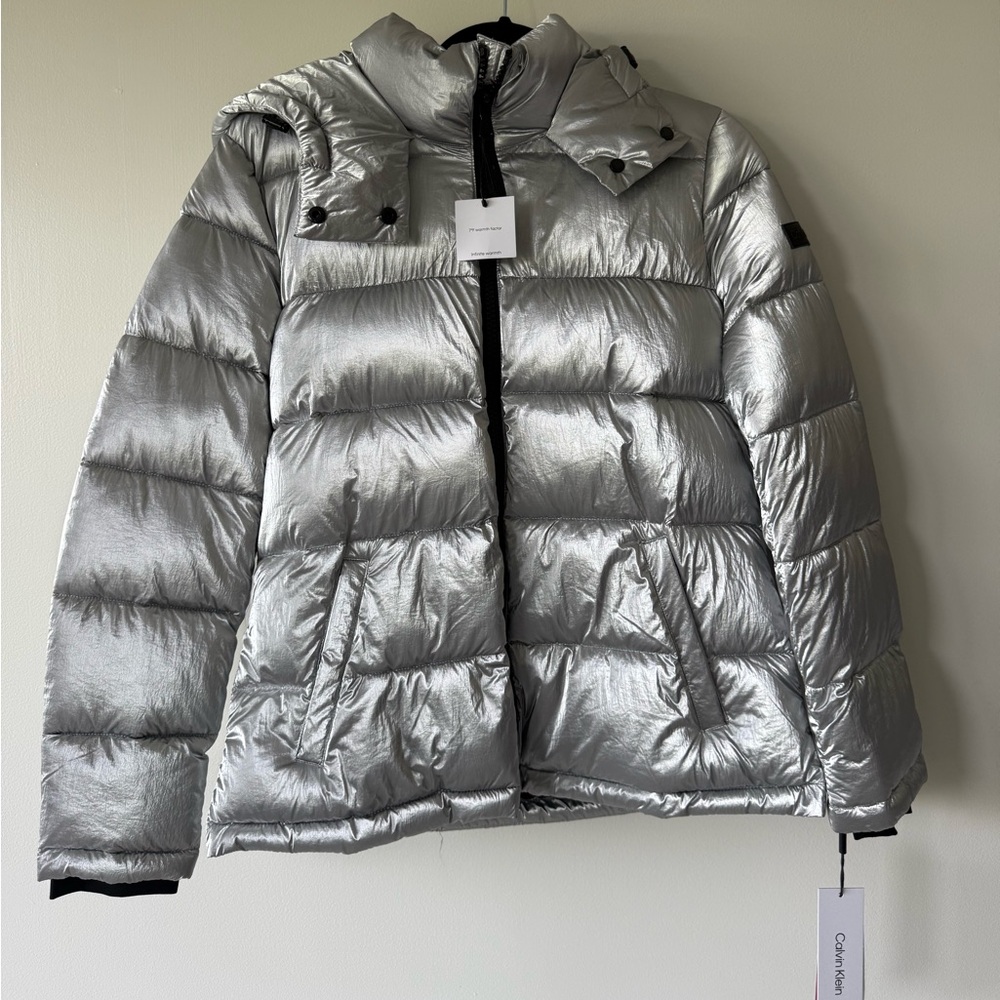 Calvin Klein Collection Silver Puffer Jacket
